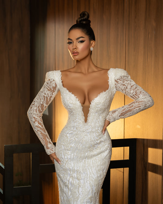 DRESS WITH LACE MATERIAL